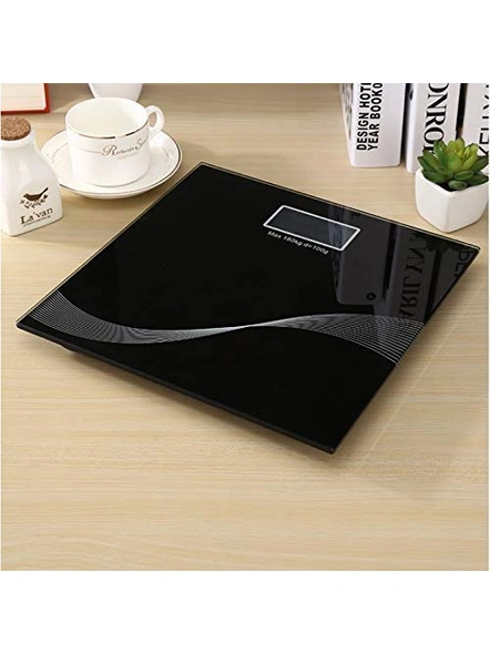 Electronic Thick Tempered Glass LCD Display Weight Scale For Human Body (BLACK) G222-5