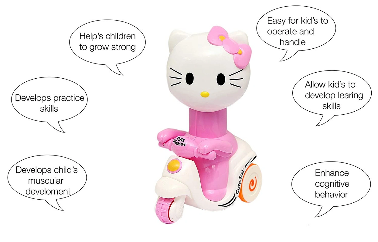 Press and Go Hello Kitty Toy for Kids (1 Piece) ( Baby Pink Colour) G237-2