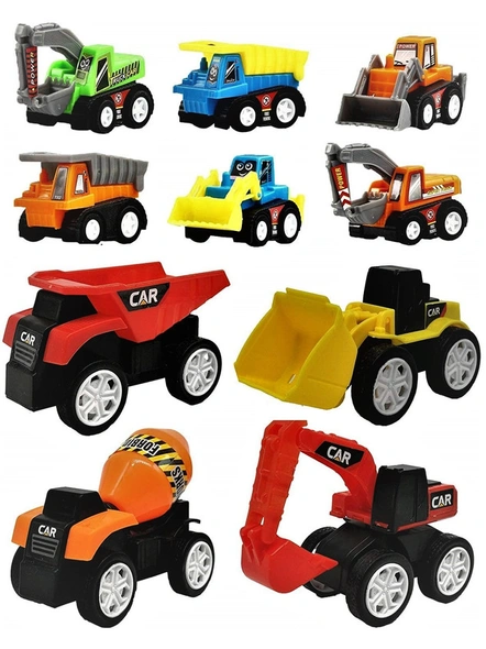 10 pcs construction vehicles pull back toy cars playset,truck model kit for children toddler kids mini engineering educational toys-Multi color G252-G252