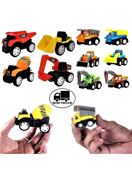 10 pcs construction vehicles pull back toy cars playset,truck model kit for children toddler kids mini engineering educational toys-Multi color G252-5