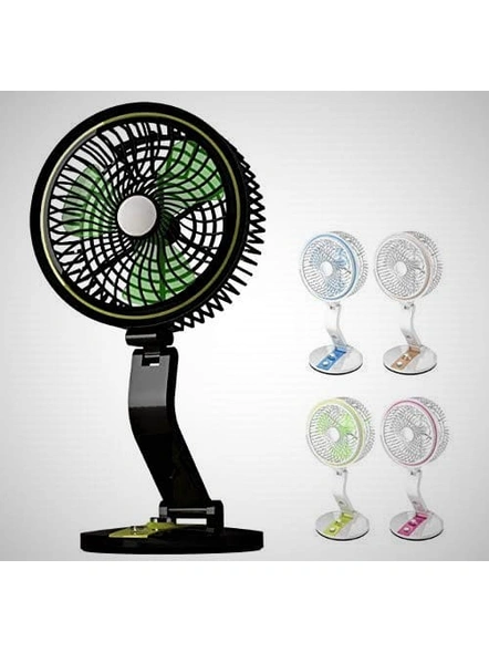 Powerful Rechargeable Multifunction Table Cum Wall AC DC Fan with 21 SMD LED | Folding fan with LED light G257-4