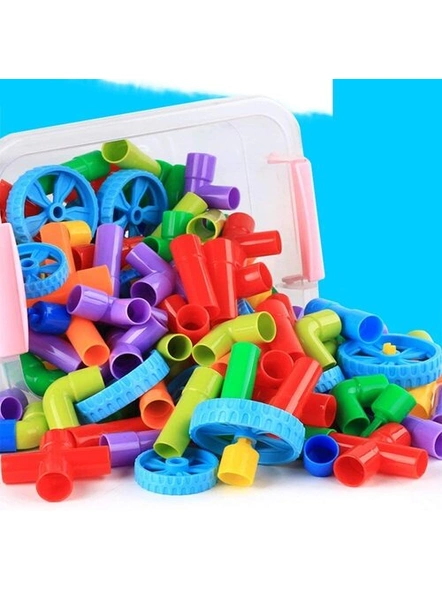 Educational Play and Learn Plastic Building Block Set Pipes Puzzle Set - Blocks for Kids ( 56 Pieces ) - Blocks Game (Pipe Puzzle Building) Multi G280-1