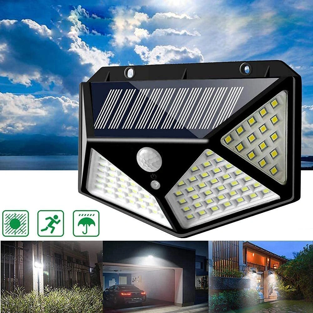 Solar Lights for Garden 100 LED Motion Sensor Security Lamp for Home and Garden,Outdoors | Bright Solar Wireless Security Motion Sensor 100 Led Night Light set of 2 G265A-1