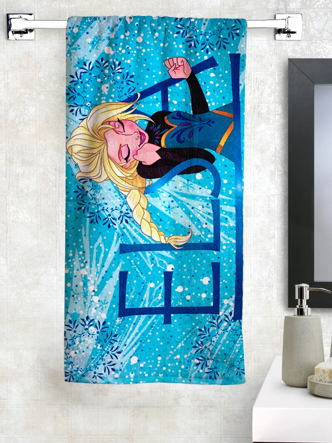 Athom Trendz Disney Frozen Kids Bath Towel 350 GSM 60x120 cm (Blue)(SKU-L1)-L1