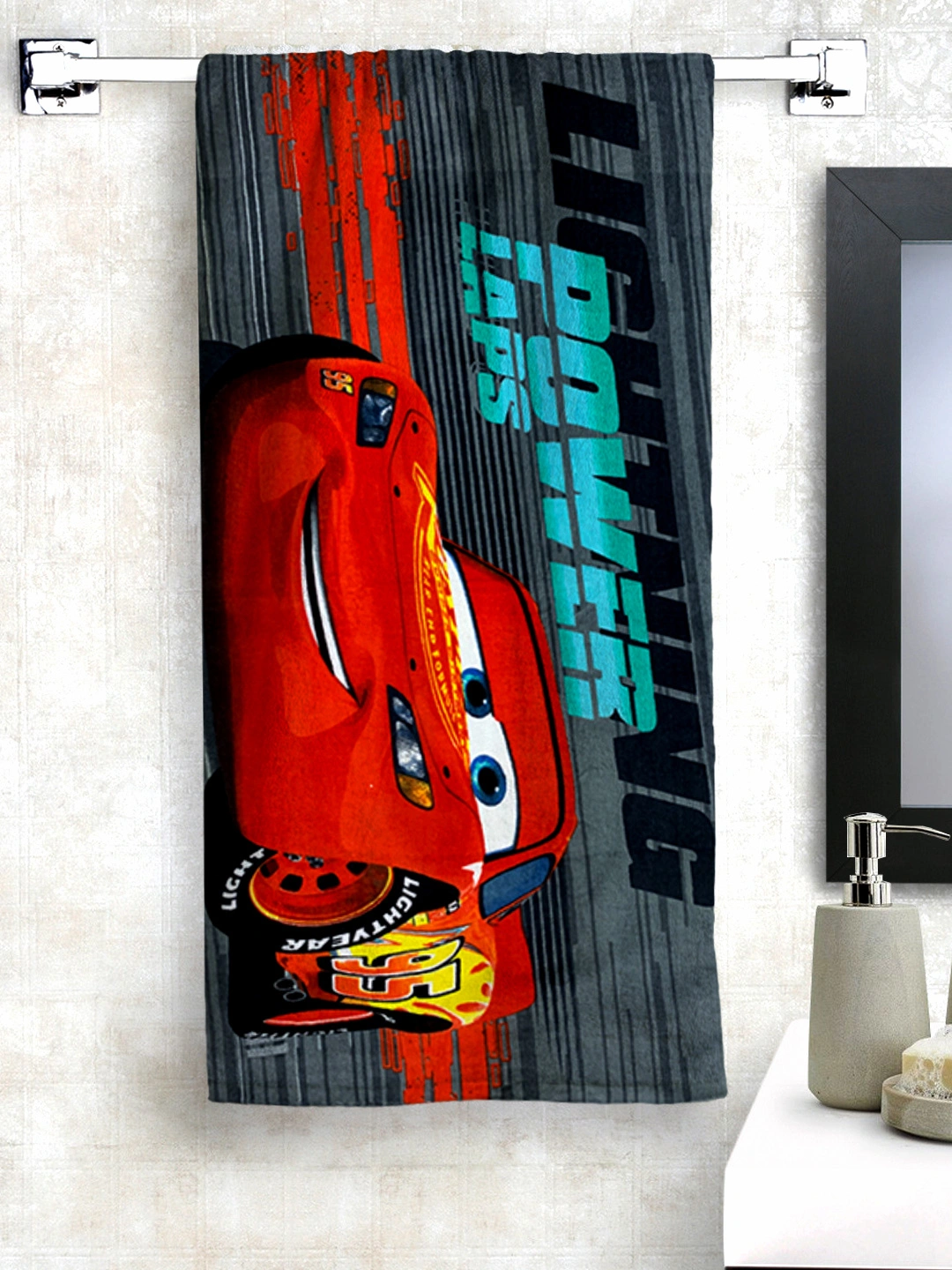 Athom Trendz Disney Cars Kids Bath Towel 350 GSM 60x120 cm (Red)(SKU-L14)-L14