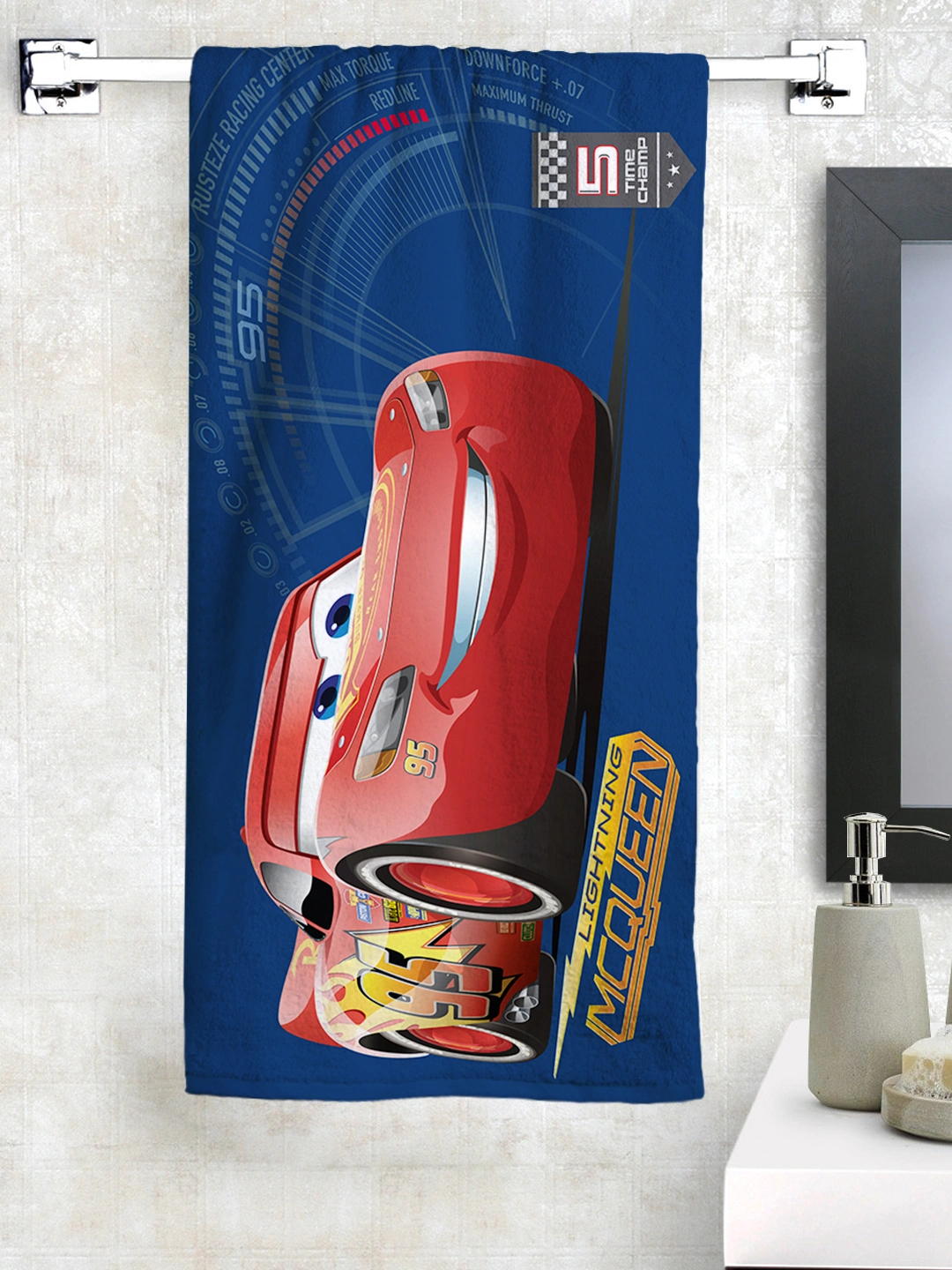 Athom Trendz Disney Car Bath Towel 350 GSM 60x120 cms (Blue)(SKU-L16)-L16