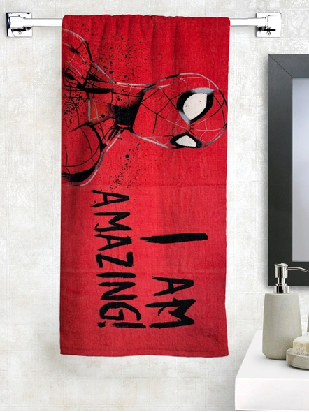 Athom Trendz Marvel Spiderman Kids Bath Towel 350 GSM 60x120 cm (Red)(SKU-L22)-L22