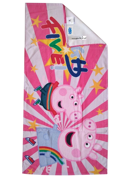 Athom Trendz Peppa Pig High Five Kids Bath Towel 350 GSM 60x120 cm (Pink)(SKU-L37)-3