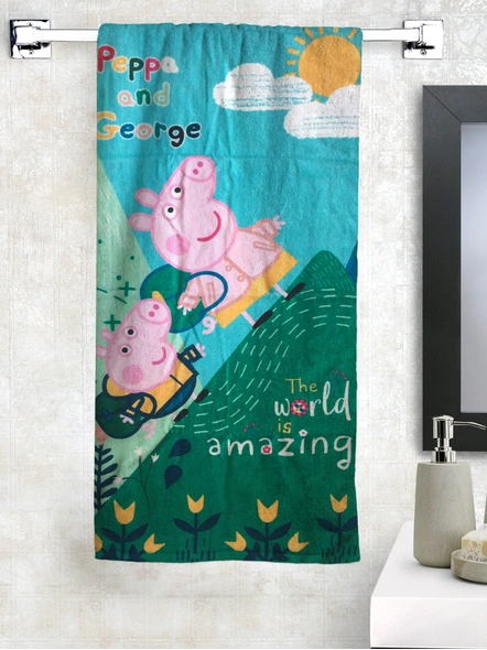 Athom Trendz Peppa Pig Amazing World Kids Bath Towel 350 GSM 60x120 cm (Blue)(SKU-L38)-L38