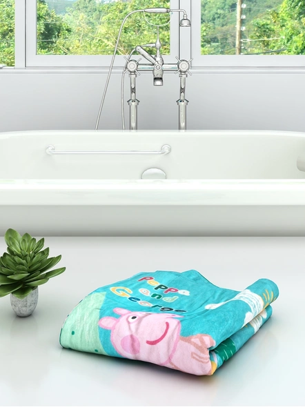 Athom Trendz Peppa Pig Amazing World Kids Bath Towel 350 GSM 60x120 cm (Blue)(SKU-L38)-1
