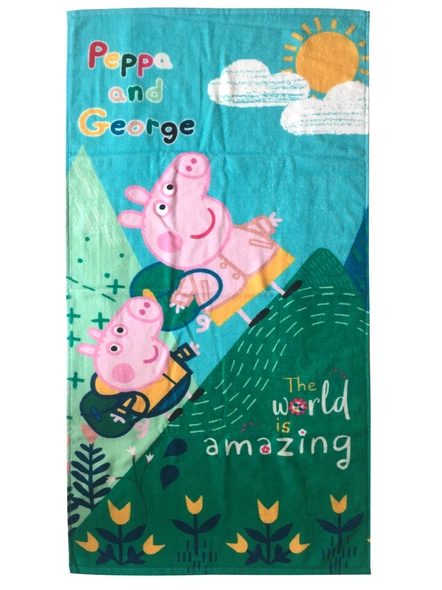 Athom Trendz Peppa Pig Amazing World Kids Bath Towel 350 GSM 60x120 cm (Blue)(SKU-L38)-2