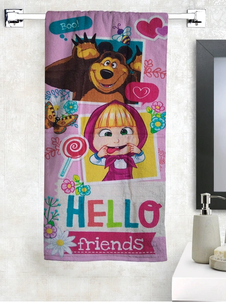 Athom Trendz Mash &amp; The Bear Kids Bath Towel 350 GSM 60x120 cm (Pink)(SKU-L42)-L42