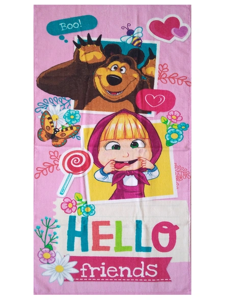 Athom Trendz Mash &amp; The Bear Kids Bath Towel 350 GSM 60x120 cm (Pink)(SKU-L42)-2