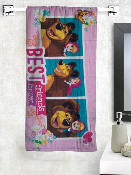 Athom Trendz Mash &amp; The Bear Kids Bath Towel 350 GSM 60x120 cm (Pink)(SKU-L43)-L43