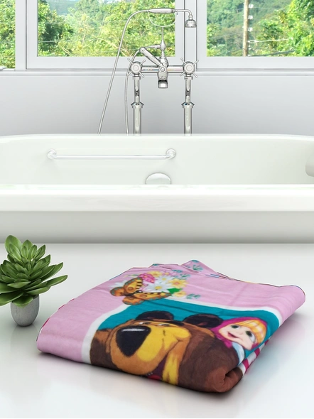 Athom Trendz Mash &amp; The Bear Kids Bath Towel 350 GSM 60x120 cm (Pink)(SKU-L43)-1