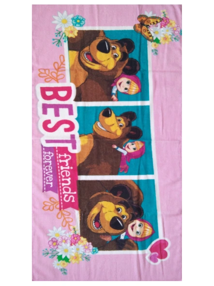 Athom Trendz Mash &amp; The Bear Kids Bath Towel 350 GSM 60x120 cm (Pink)(SKU-L43)-2