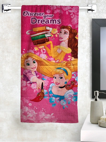 Athom Trendz Disney Princess Kids Bath Towel 350 GSM 60x120 cm (Pink)(SKU-L5)-L5