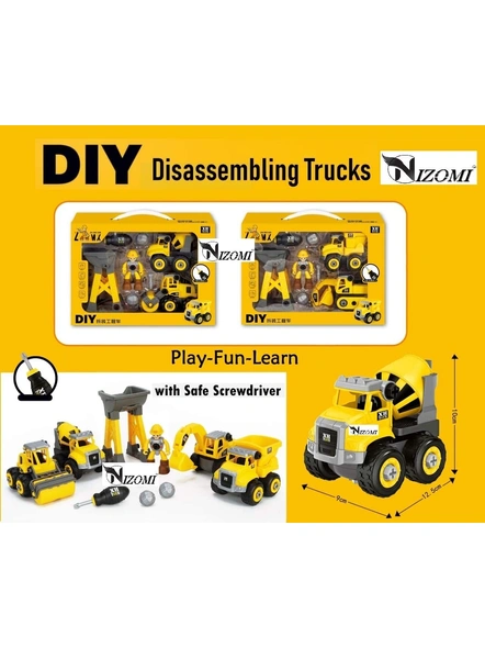 Toy Set of Vehicle - Assembly Disassembling Construction Trucks Play Unbreakable Building Car with Screwdriver, Robot for Kids- Age 3 Years G302-G302
