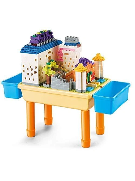 Build and learn table, building blocks kit 1000 piece building blocks compatible bricks toy (2-in-1 block table)- Multi color G317-G317