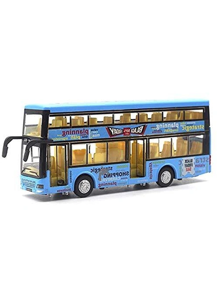 Luxury Bus Toy Imported Die-Cast Double Decker Metal Bus 7.5 inch Luxury Bus 4 Wheel Drive Metal Car Pull Back with 3 Openable Doors &amp; Light, Music Great Gift for Boys and Girls Above 4 Years Old Best Gift G325-1