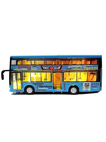 Luxury Bus Toy Imported Die-Cast Double Decker Metal Bus 7.5 inch Luxury Bus 4 Wheel Drive Metal Car Pull Back with 3 Openable Doors &amp; Light, Music Great Gift for Boys and Girls Above 4 Years Old Best Gift G325-3