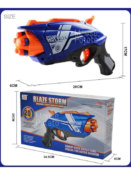 blaze storm soft bullet gun with 10 foam bullets &amp; 10 suction dart bullets (hot fire63)- Multi color G333-3
