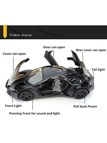 1:32 Fast and Furious Diecast Metal Pullback, Door Open Toy Car for Kids Toys Boys- Lykan Hypersport G343-5