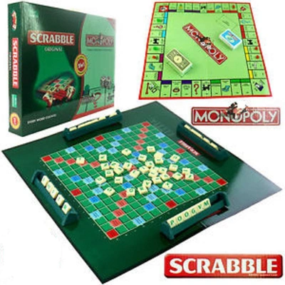 2 in 1 Board Games - Scrabble & Monopoly for 2 - 4 Players Board Game G347