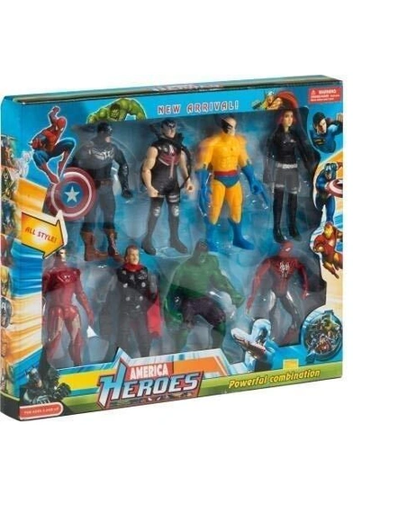 Iron Man Thor Hulk Captian America 8 in 1 America Heroes Toy Set(Multi Color) G350-G350