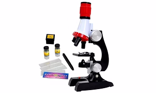 Plastic kids Educational Microscope With Led 100x 400x and 1200x Magnification Science Kits, Multicolour G351