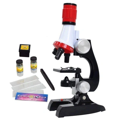 Plastic kids Educational Microscope With Led 100x 400x and 1200x Magnification Science Kits, Multicolour G351