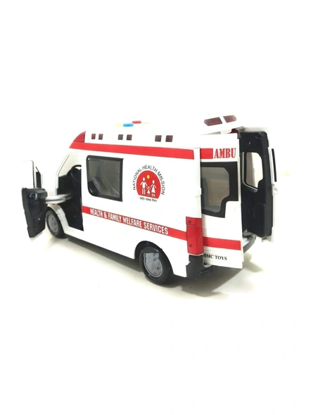 Ambulance Toy Car for Kids with Light &amp; Siren Sound Effects – Pull Back Friction Power Ambulance Vehicle Toy for Kids,Boys,Girls G359-1