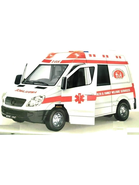 Ambulance Toy Car for Kids with Light &amp; Siren Sound Effects – Pull Back Friction Power Ambulance Vehicle Toy for Kids,Boys,Girls G359-2