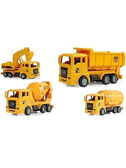 Unbreakable Pull Along Back Excavator Contruction Engineering Friction Power,Dumper Trucks Vehicle Baby for Kids,Boys Toys Kids 3 Years,4 Design Mix Construction Set G360-G360