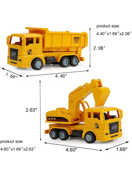 Unbreakable Pull Along Back Excavator Contruction Engineering Friction Power,Dumper Trucks Vehicle Baby for Kids,Boys Toys Kids 3 Years,4 Design Mix Construction Set G360-1