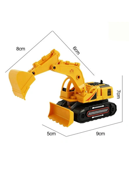 2 in 1 Transformer Stunt Road Truck Push and Go Friction Powered Construction Site 360 Degree Rotating Excavator Toy Road Truck with Movable Parts G361-3