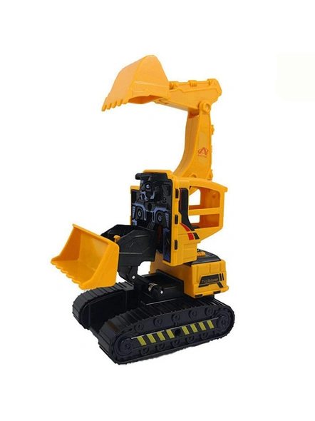 2 in 1 Transformer Stunt Road Truck Push and Go Friction Powered Construction Site 360 Degree Rotating Excavator Toy Road Truck with Movable Parts G361-5