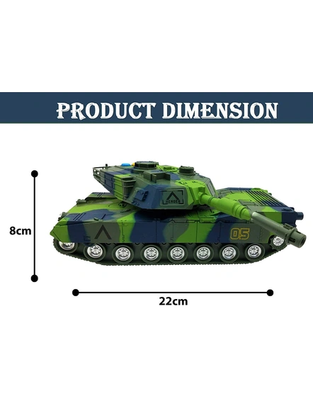 Friction Powered Indian Army Military Battle Tank Toy with Light and Sound Effects (Colors As Per Stock) G363-5