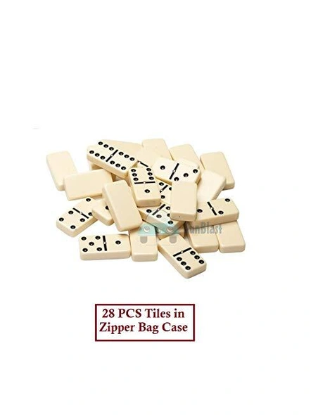 Domino Set - 28 Pieces Double Six | Ivory Dominoes 28 Piece Set Toy in Zipper Bag Case – 6 Dot Dominoes Match &amp; Educational Game Up to 2-4 Players G364-G364