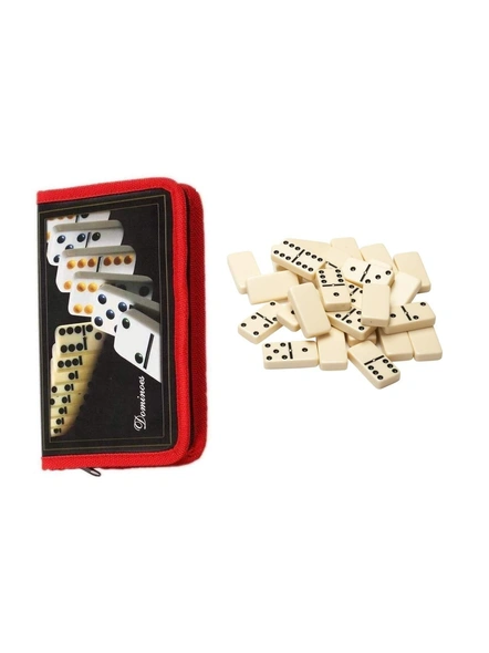 Domino Set - 28 Pieces Double Six | Ivory Dominoes 28 Piece Set Toy in Zipper Bag Case – 6 Dot Dominoes Match &amp; Educational Game Up to 2-4 Players G364-3