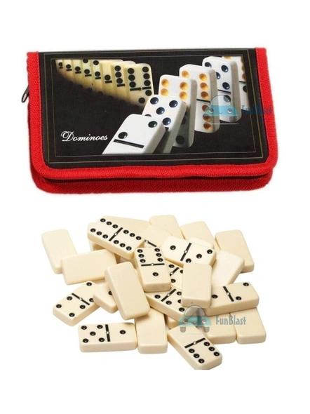 Domino Set - 28 Pieces Double Six | Ivory Dominoes 28 Piece Set Toy in Zipper Bag Case – 6 Dot Dominoes Match &amp; Educational Game Up to 2-4 Players G364-5