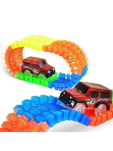 Magic Tracks ( 220pcs ) Toy Glow in The Dark Electric led Cars Twister Tracks with led car G368-3