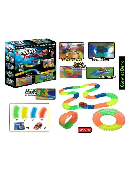 Magic Tracks ( 220pcs ) Toy Glow in The Dark Electric led Cars Twister Tracks with led car G368-5