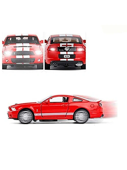 1:32 Scale Diecast Metal Shelby GT500 Cobra Pull Back Car Toy with Openable Doors, Light and Sound Effects (Multi Color) G385-1