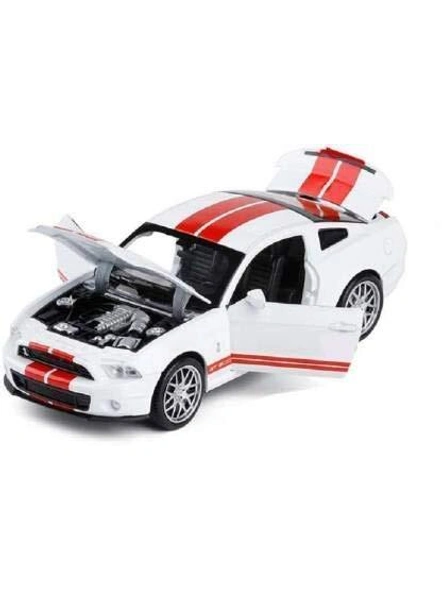 1:32 Scale Diecast Metal Shelby GT500 Cobra Pull Back Car Toy with Openable Doors, Light and Sound Effects (Multi Color) G385-2