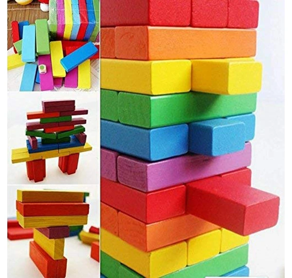 Wooden Blocks Stacking Tumbling Tower Games for Kids Ages 6 and up, 54 Pcs