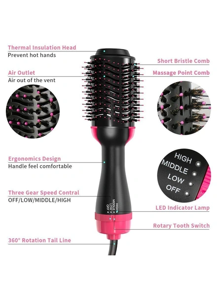 Portable One Step Salon Electric Blow Hair Curler Dryer and Styler Oval Comb Hot Air Brush Straightener Volumizer with Ionic Technology for Women(ONE STEP HAIR STRAIGHTNER) G402-4