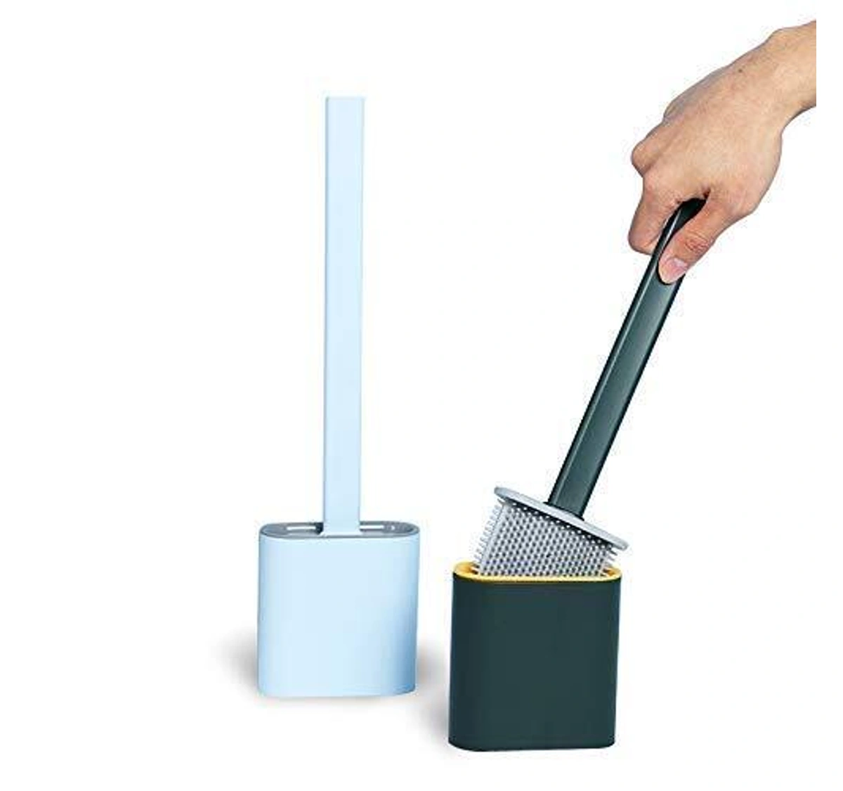 Silicon Toilet Cleaning Brush with Slim No Slip Long Handle Toilet Brush