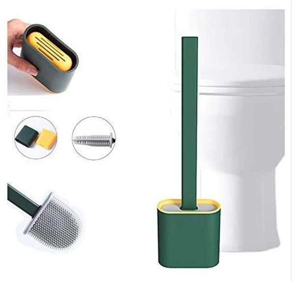 Silicon Toilet Cleaning Brush with Slim No Slip Long Handle Toilet Brush