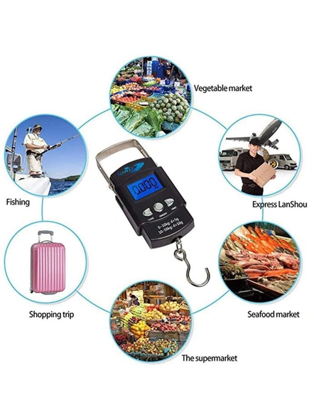 Weight Machine | Luggage Bag Weight Scale | Digital Weight Machine | Kitchen Weighing Scale | Electronic Portable Fishing Hook Type Digital LED Screen weighing scale 50 kg G431-12